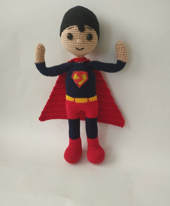 Süpermen Bebek Amigurumi Organik Oyuncak