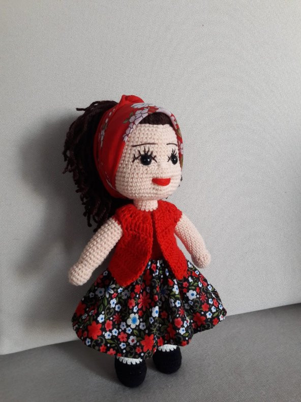 Süslü Köylü Kızı Amigurumi Organik Oyuncak - 3