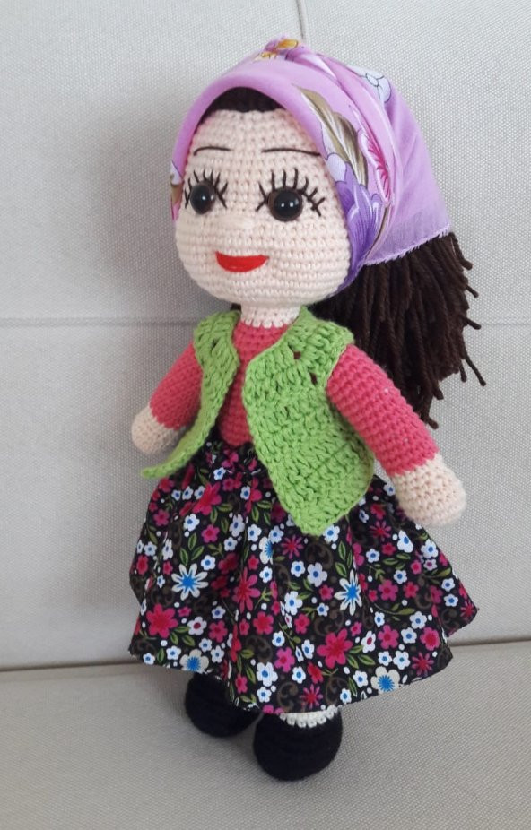 Yöresel Köylü Kızı Bebek Amigurumi Organik Oyuncak - 2
