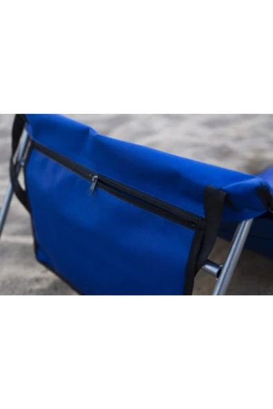 Portatif Şezlong Katlanır Kademeli Kolay Kurulum Çantalı Mavi Şezlong