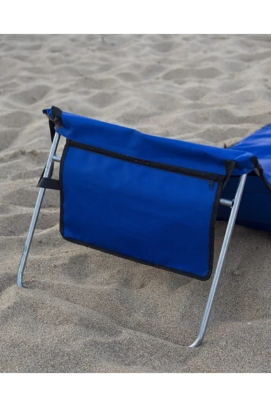 Portatif Şezlong Katlanır Kademeli Kolay Kurulum Çantalı Mavi Şezlong - 2