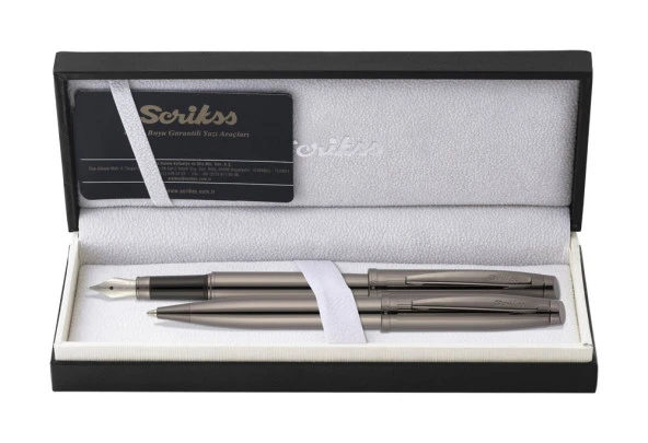Scrikss Oscar 39 Dolma Kalem ve Tükenmez Kalem İkili Set Titanyum