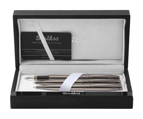 Scrikss Oscar 39 Dolma Kalem, Tükenmez Kalem, Mekanik Kurşun Kalem Üçlü Set Titanyum