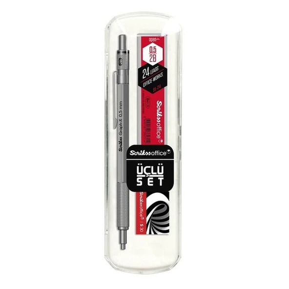 Scrikss Graph-X Versatil Kalem 3lü Set 0.5mm KURŞUN GRİ