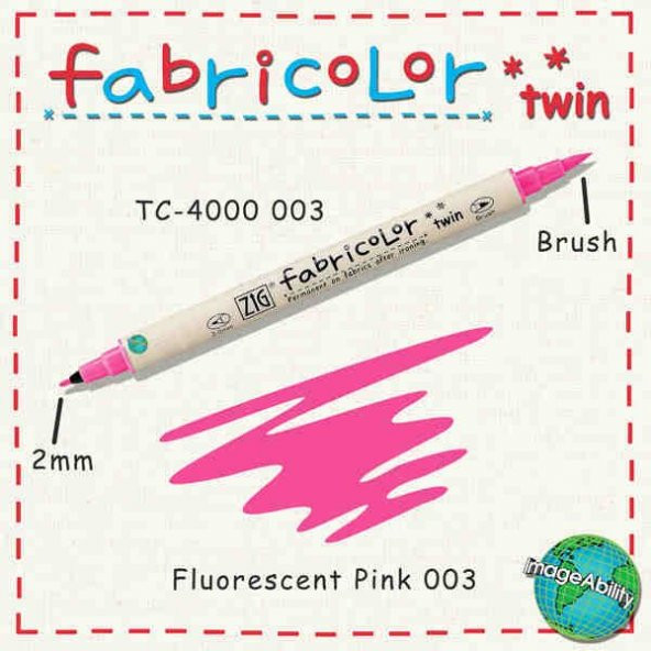 Zig Fabricolor Twin Çift Uçlu Kumaş Boyama Kalemi FLUORESCENT PINK