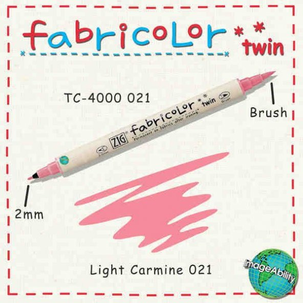 Zig Fabricolor Twin Çift Uçlu Kumaş Boyama Kalemi LIGHT CARMINE