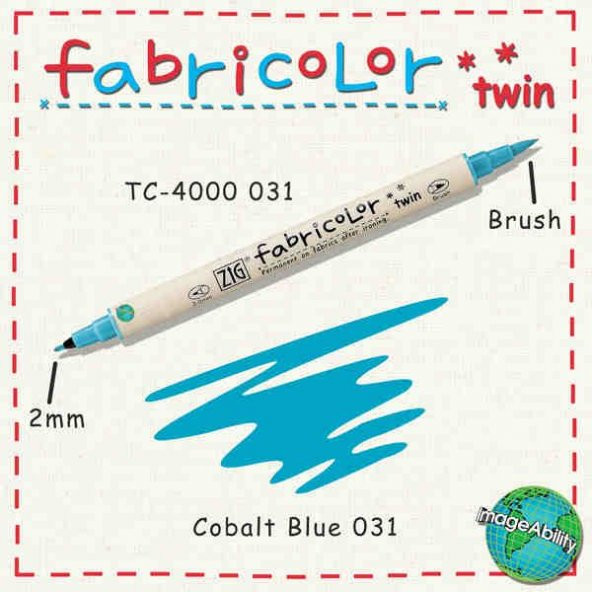 Zig Fabricolor Twin Çift Uçlu Kumaş Boyama Kalemi COBALT BLUE