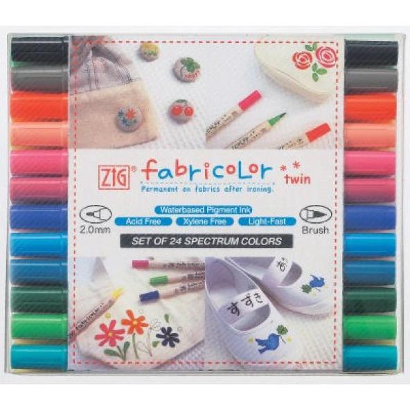 Zig Fabricolor Twin Çift Uçlu Kumaş Boyama Kalemi 24 RENK SET ürün görseli