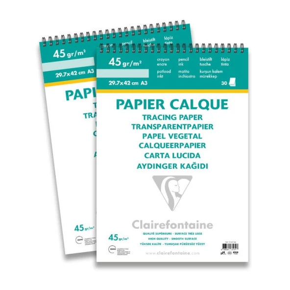 Clairefontaine Tracing Spiralli Aydınger Blok 40/45 gr 30 Yp. A3