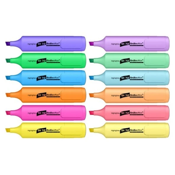 Scrikss SH712 Pastel + Fosforlu İşaretleme Kalemi 12 Renk
