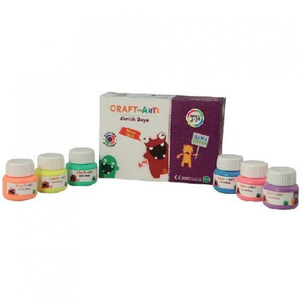 Craft and Arts Akrilik Boya 6 Renk x 30 ml NEON RENKLER