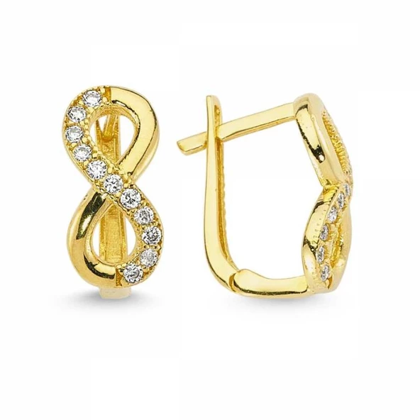 Altın Sonsuz Taşlı Küpe ürün görseli 1