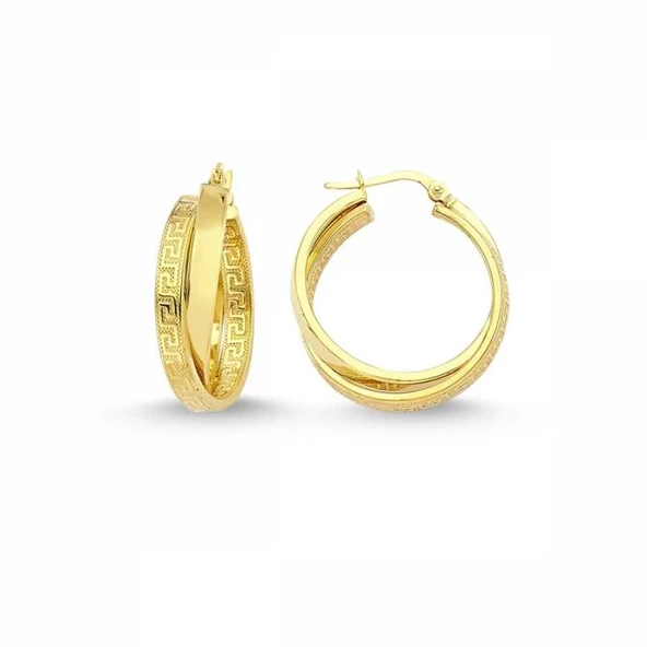 Altın İtaly Halka Küpe İki Halkalı ürün görseli 1