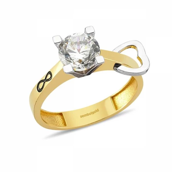 Altın Tektaş Yüzük Özel Tasarım Swarovski ürün görseli 1