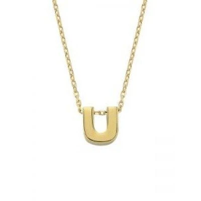 Altın U Harfli Taşsız Kolye ürün görseli 1