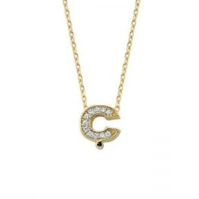 Altın Ç Harfli Taşlı Kolye