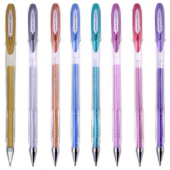 Uni-ball Signo Noble Metal 0.8 Jel Kalem 8li Set