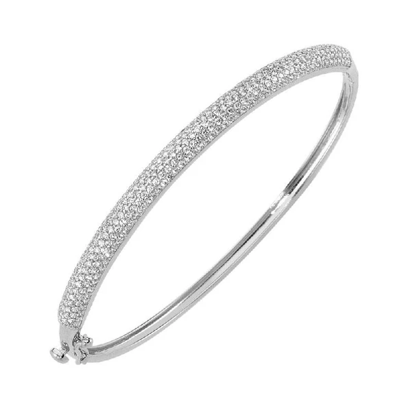 Beyaz Altın Kelepçe 5 Sıra Taşlı Çift Kilitli ürün görseli 1