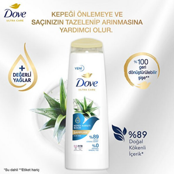 Dove Ultra Care Saç Bakım Şampuanı Kepek Karşıtı Bakım Aloe Vera 400 Ml - 4