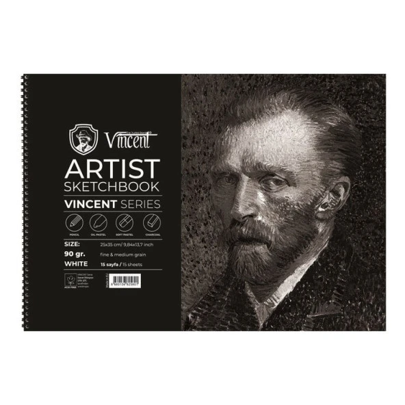 Vincent Artist Sketchbook White 90 gr 25x35 cm 15 Sayfa