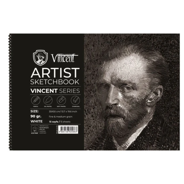 Vincent Artist Sketchbook White 90 gr 35x50 cm 15 Sayfa ürün görseli