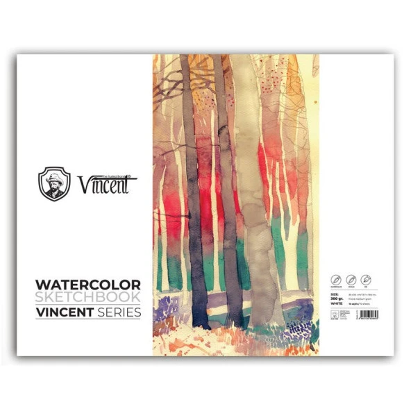 Vincent Watercolor Sketchbook White Suluboya Blok 300 gr 35x50 cm 10 Sayfa ürün görseli