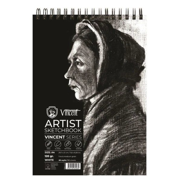 Vincent Artist Sketchbook White 90 gr A4 100 Sayfa
