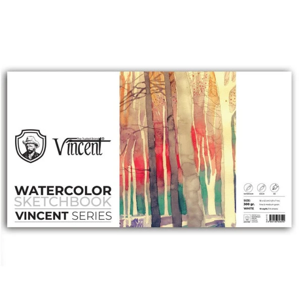 Vincent Watercolor Sketchbook White Suluboya Blok 300 gr 18x42 cm 10 Sayfa ürün görseli
