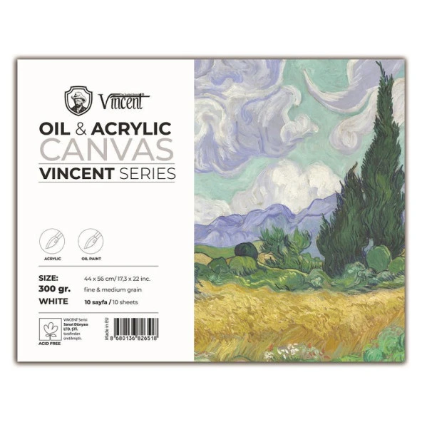 Vincent Oil & Acrylic Canvas White Tuval Dokulu Blok 300 gr 44x56 cm 10 Sayfa ürün görseli