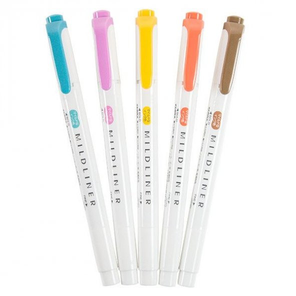 Zebra Mildliner Çift Uçlu İşaretleme Kalemi 5li Set Sıcak Renkler