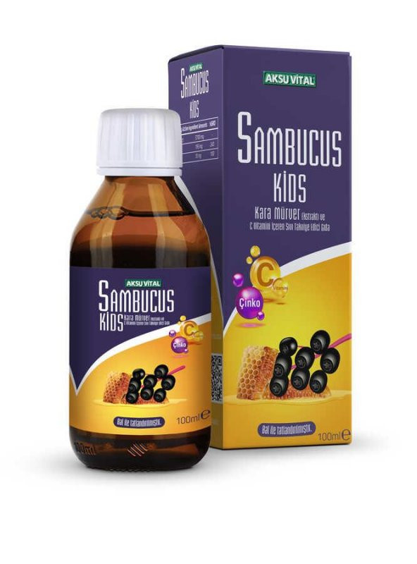 Aksu Vital Sambucus Kids Kara Mürver Ekstraktlı Şurup 100 ml