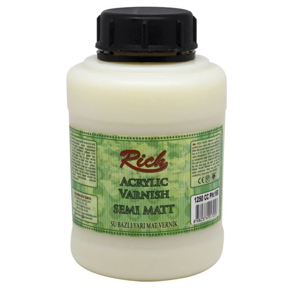 Rich Su Bazlı Vernik YARI MAT (Semi Matt Acrylic Varnish) 1250 cc.