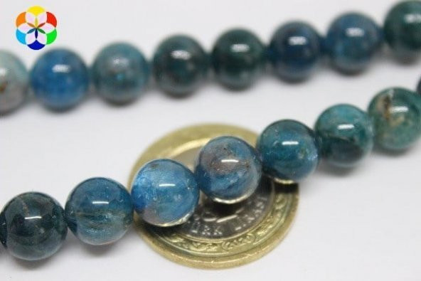 Apatit Taşı YARIM Dizi 10mm (18cm uzunluğundadır) - Resim 2