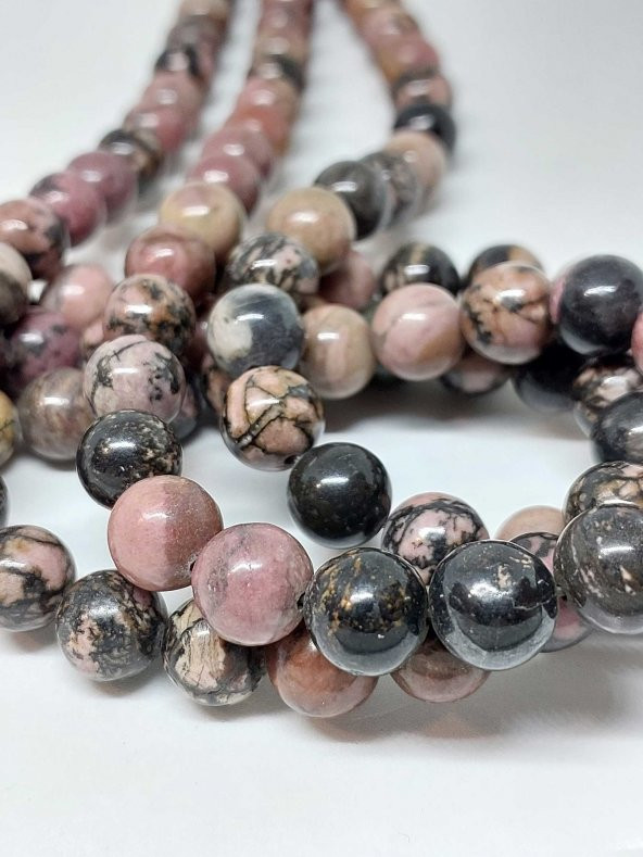 Rodonit Taşı YARIM Dizi 10mm (18cm uzunluğundadır) ürün görseli