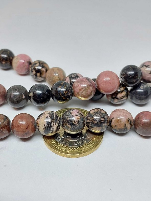 Rodonit Taşı YARIM Dizi 10mm (18cm uzunluğundadır) - Resim 2