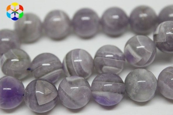 Ametist Taşı YARIM Dizi 12mm (18cm uzunluğundadır) ürün görseli 1