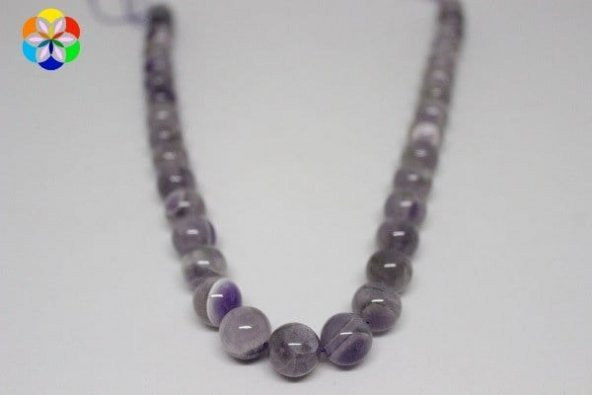 Ametist Taşı YARIM Dizi 12mm (18cm uzunluğundadır) - Resim 2