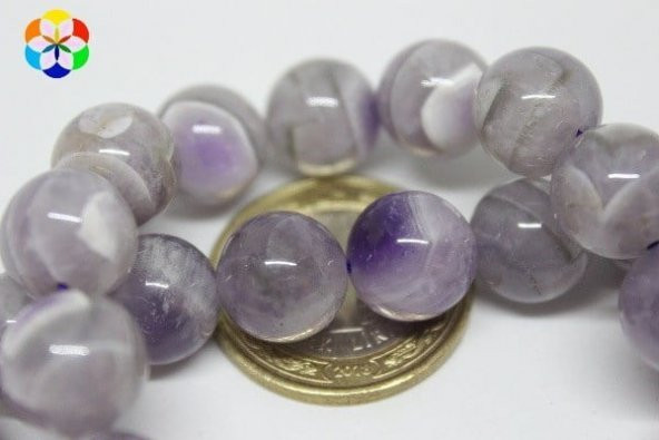 Ametist Taşı YARIM Dizi 12mm (18cm uzunluğundadır) - Resim 3