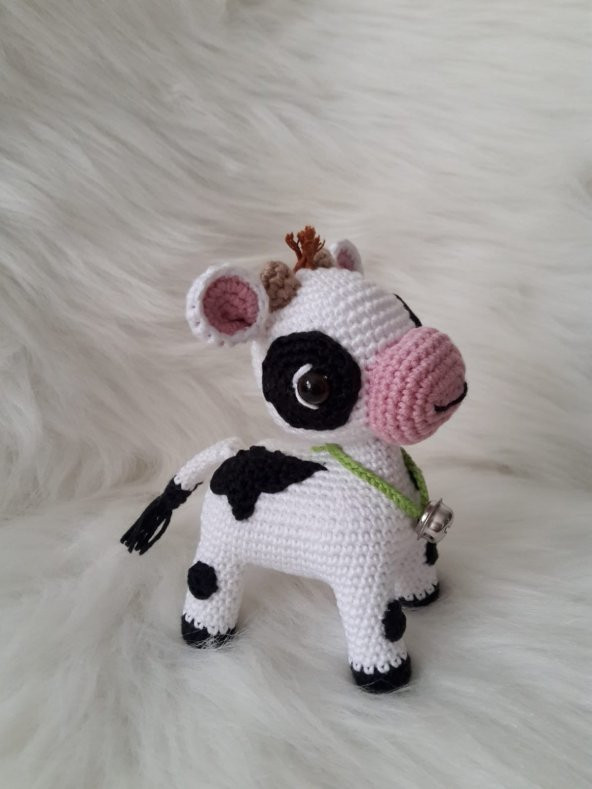 Maskot Buzu Sevimli Buzağı Amigurumi Organik Oyuncak