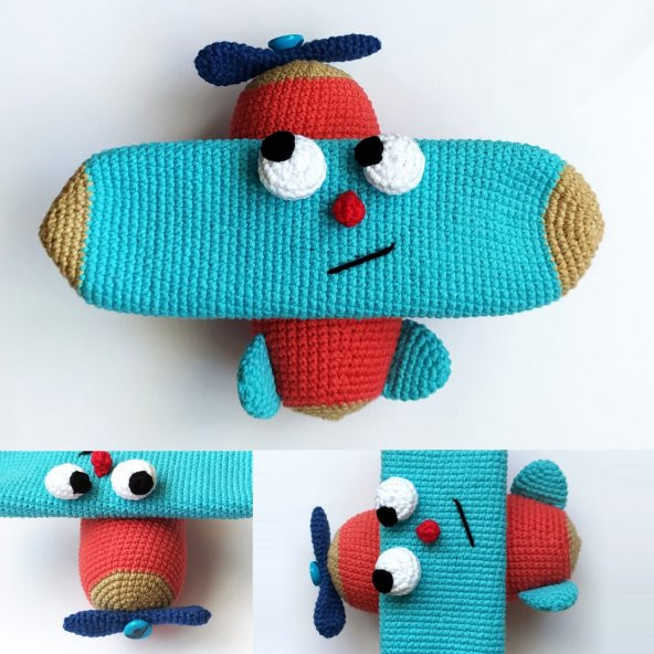 Sevimli Uçak Amigurumi Organik Oyuncak - 1