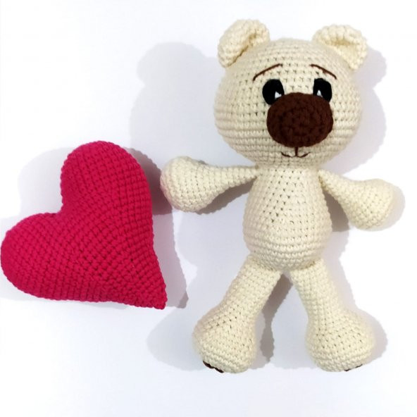 Kalpli Sevimli Ayıcık Amigurumi Organik Oyuncak - 2