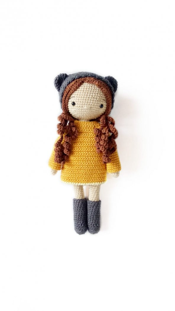 Ayıcık Şapkalı Sonbahar Bebek Amigurumi Organik Oyuncak ürün görseli 1