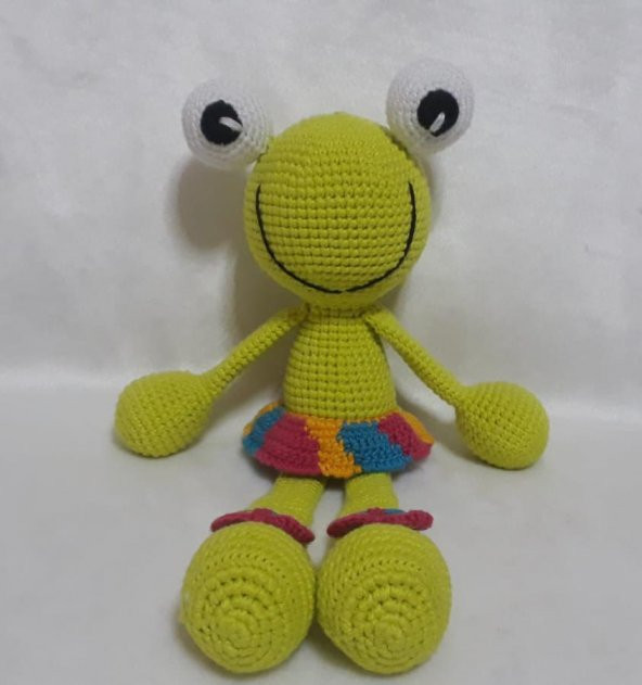 Sevimli Bayan Kurbağa Amigurumi Organik Oyuncak - 1