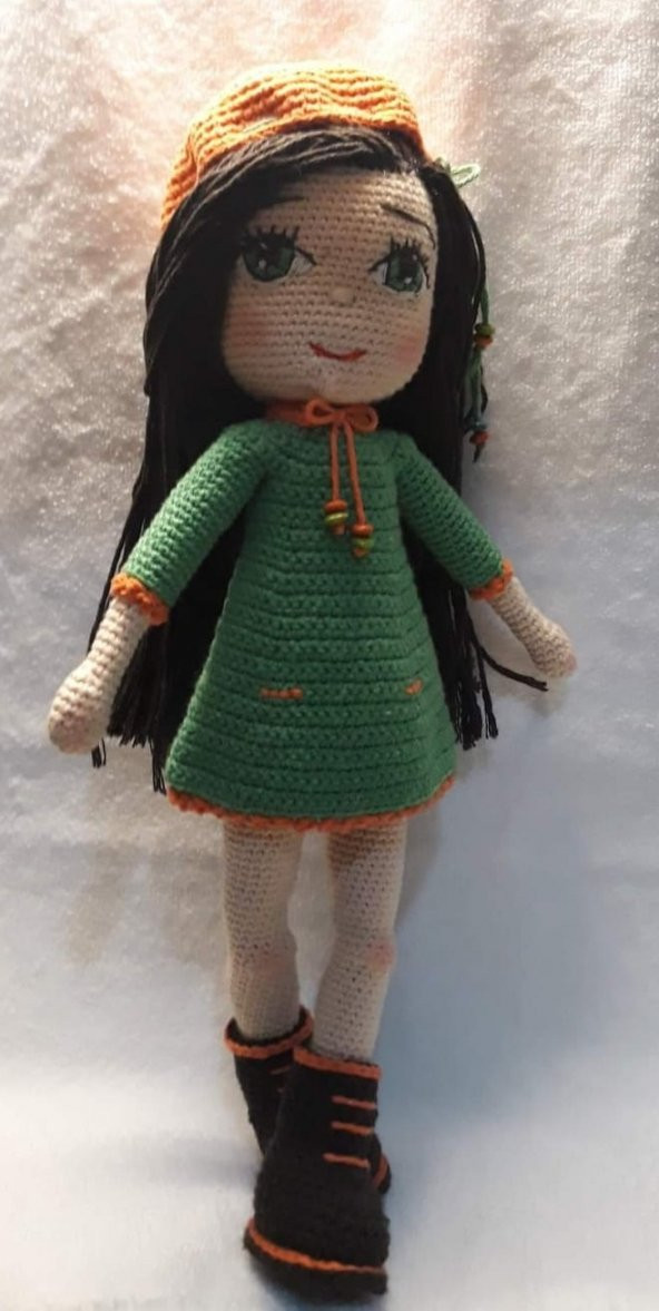 Şapkalı İpek Bebek Amigurumi Organik Oyuncak - 2