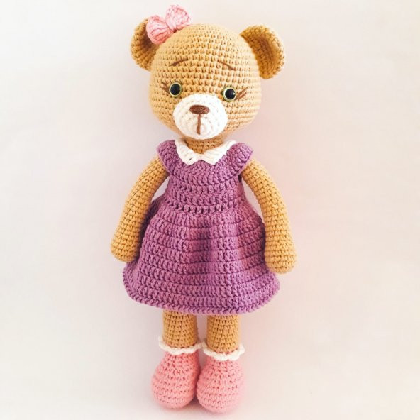Sevimli Ayıcık Bayan Danny Amigurumi Organik Oyuncak - 1