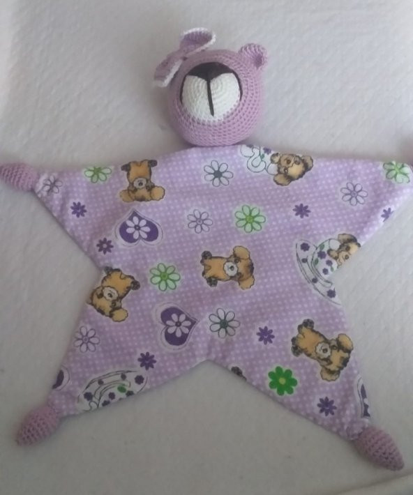 Yıldızlı Ayıcık Uyku Arkadaşı Amigurumi Organik Oyuncak