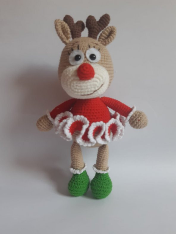 Şaşkın Yılbaşı Geyiği Amigurumi Organik Oyuncak - 1