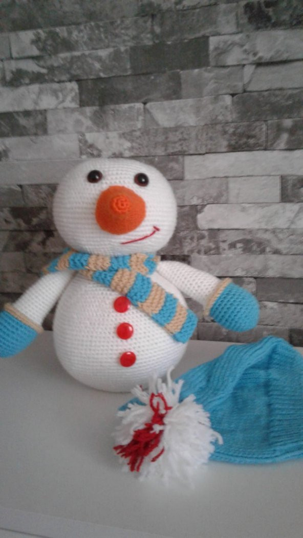 Şapkalı Kardan Adam Amigurumi Organik Oyuncak - 2