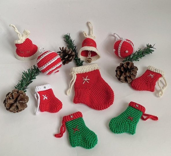 Yılbaşı Süs Takımı Amigurumi Organik Oyuncak - 1