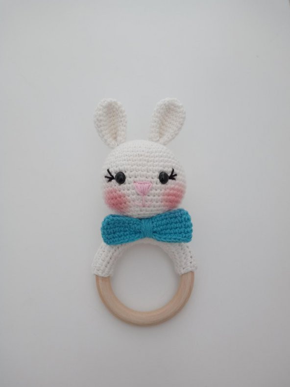 Şeker Tavşan Çıngırak Amigurumi Organik Oyuncak